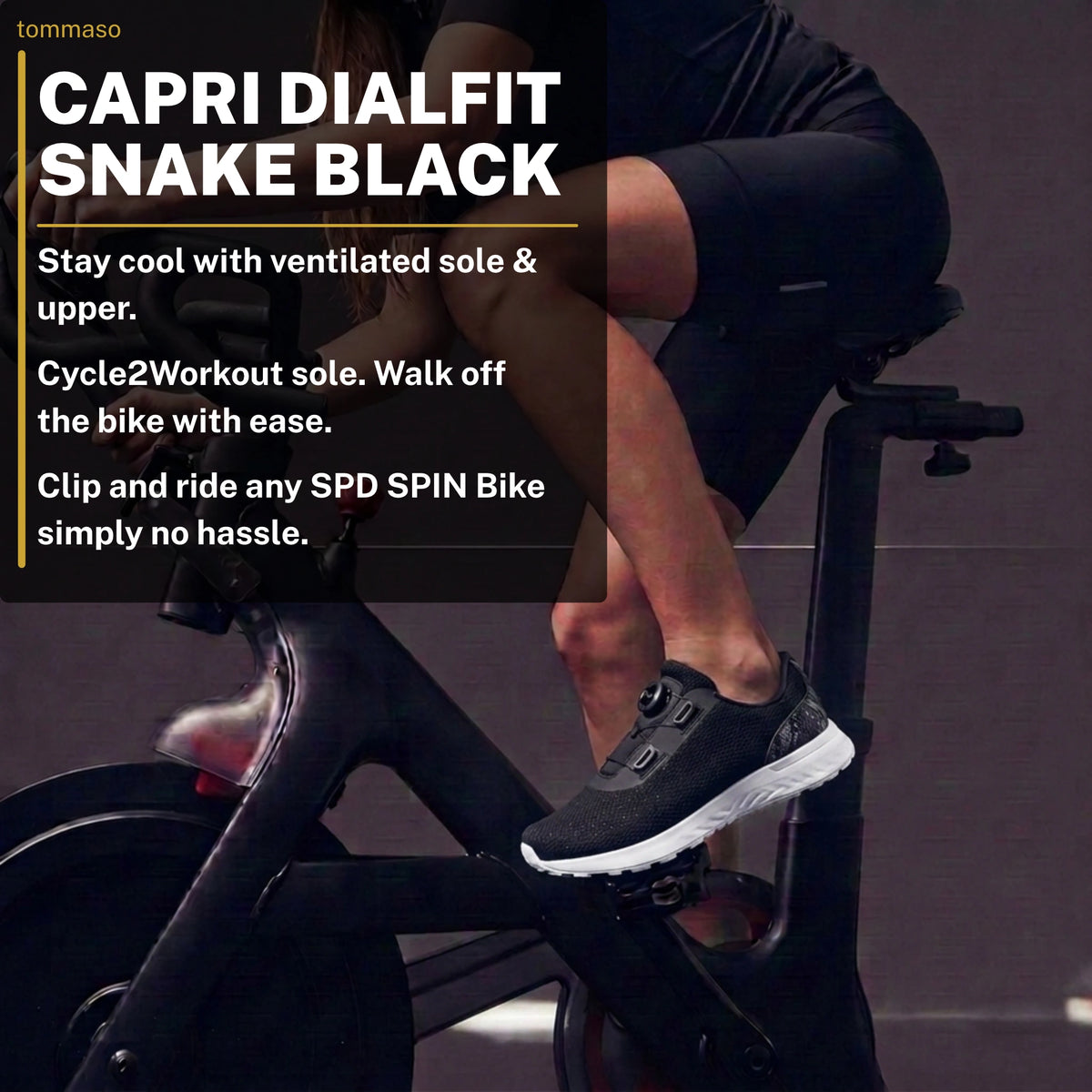 Women's Capri DialFit Snake Black - Indoor Cycling - SPD Cleats Included