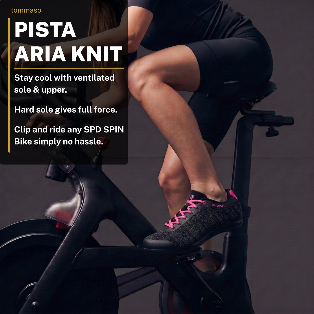 Women's Pista Aria Knit Black - Indoor Cycling / SPD Cleats Included