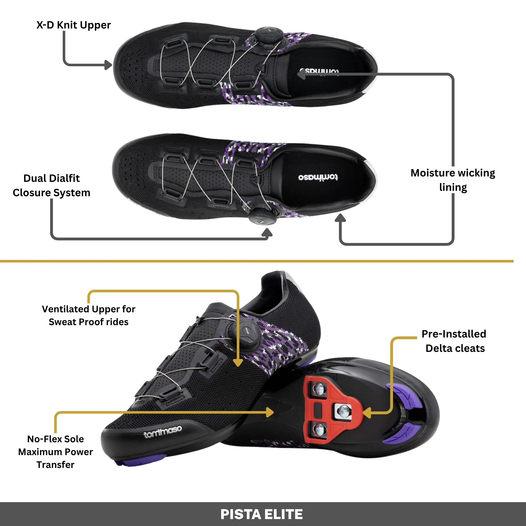 Pista Elite - Peloton Cycling Shoes - Delta Cleats Included