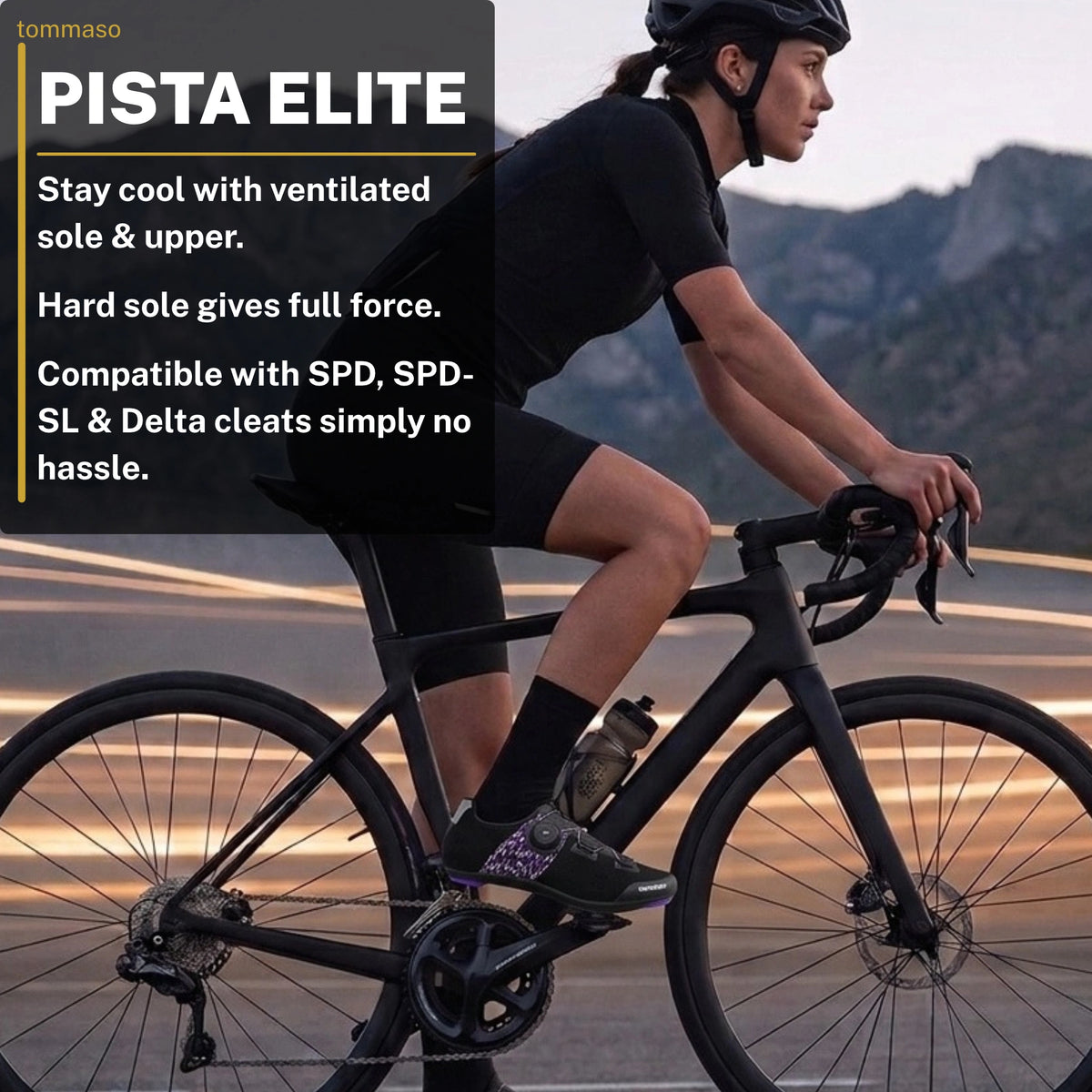 Women's Pista Elite Black/Purple - Road Cycling