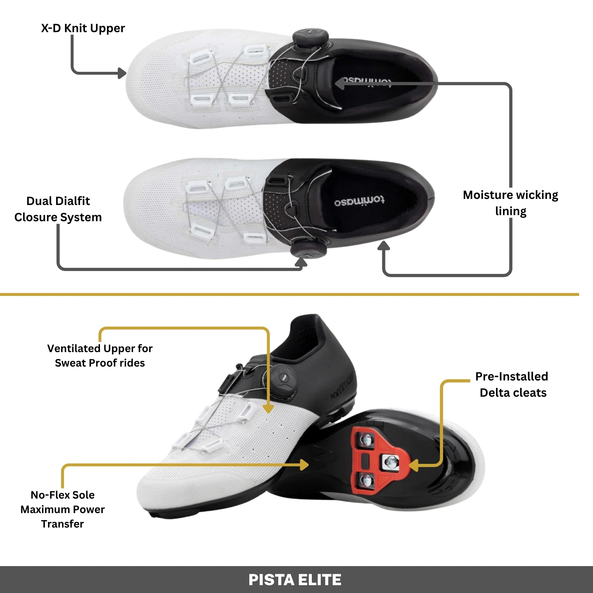Pista Elite - Peloton Cycling Shoes - Delta Cleats Included