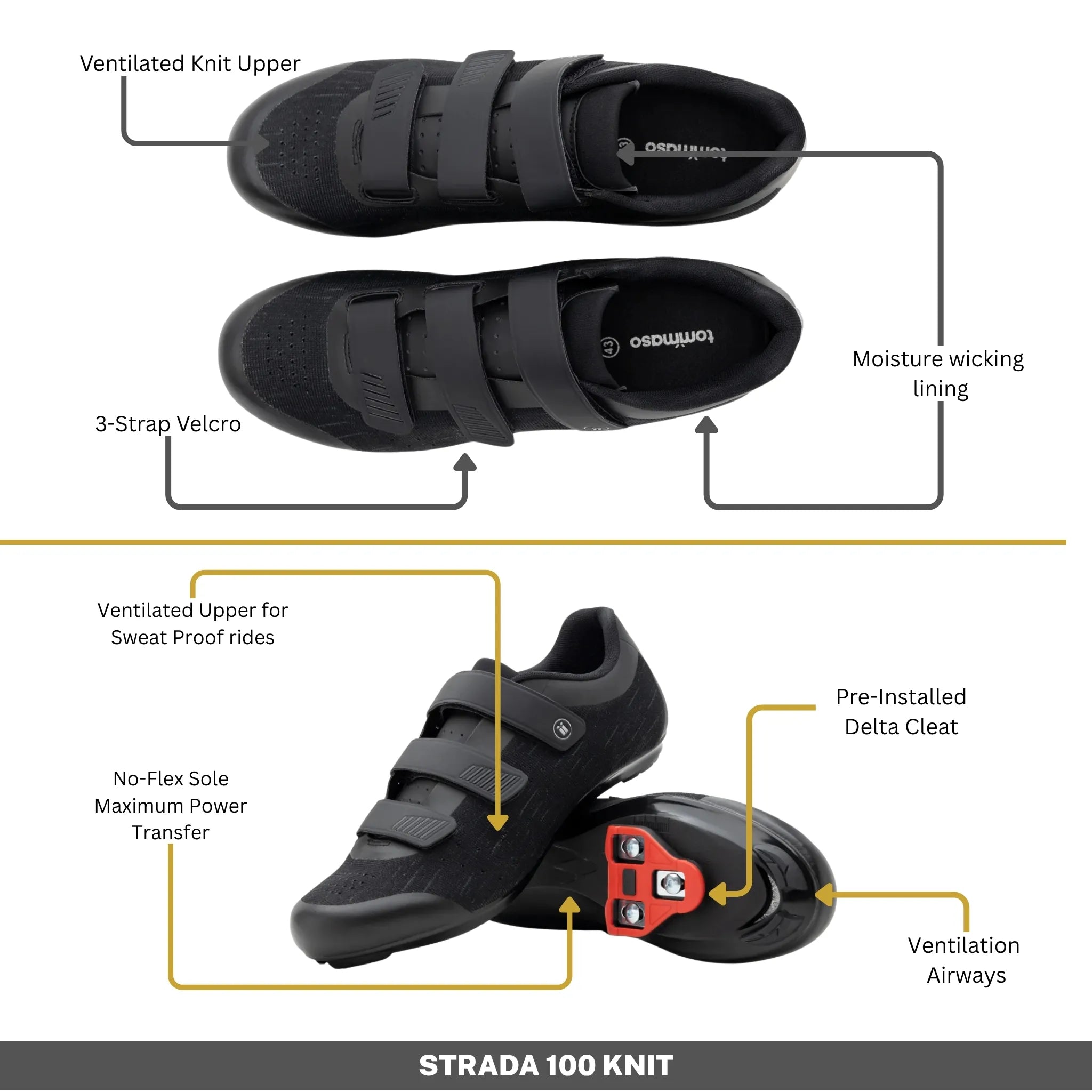 Strada 100 Knit - Peloton Cycling Shoes - Delta Cleats Included
