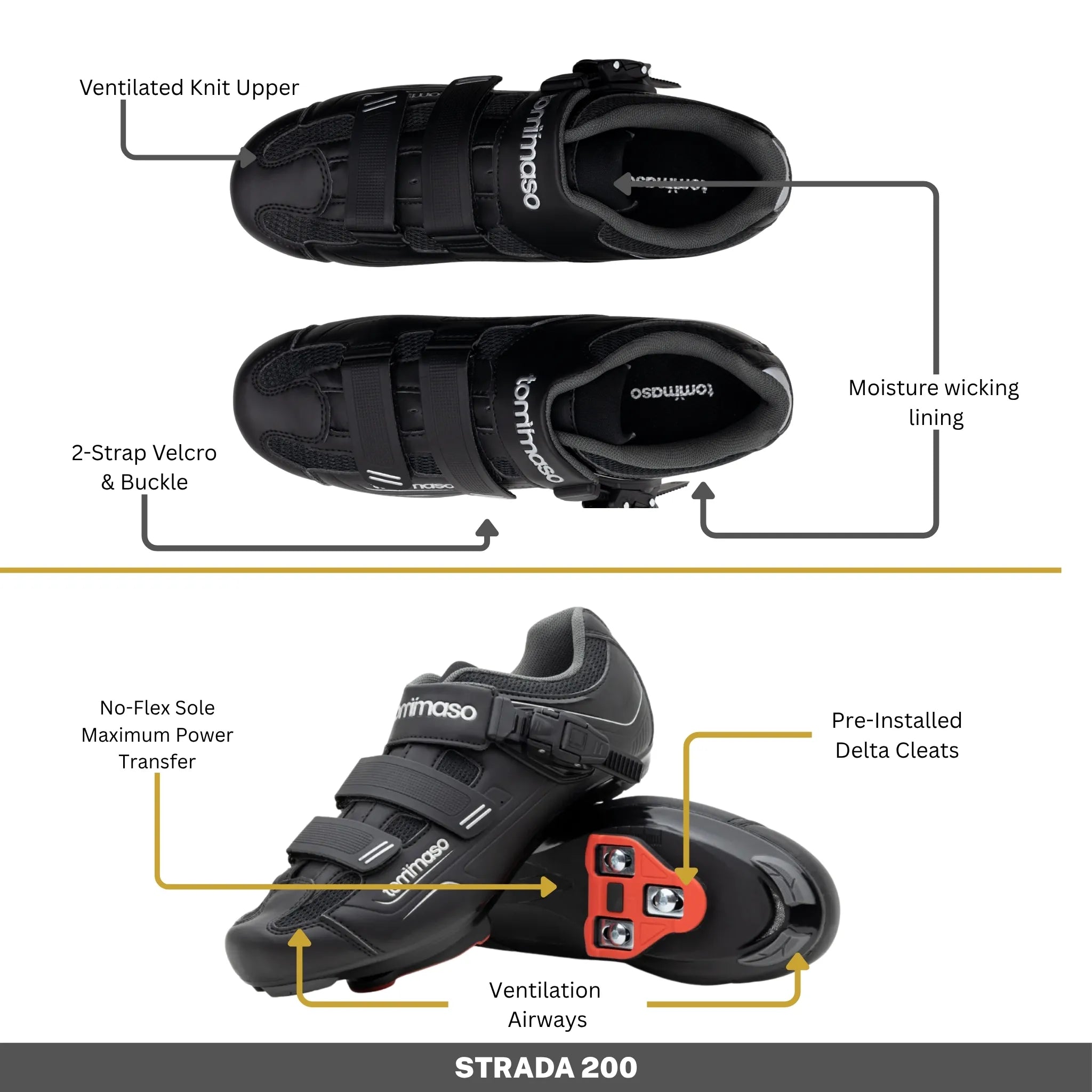 Strada 200 - Peloton Cycling Shoes - Delta Cleats Included
