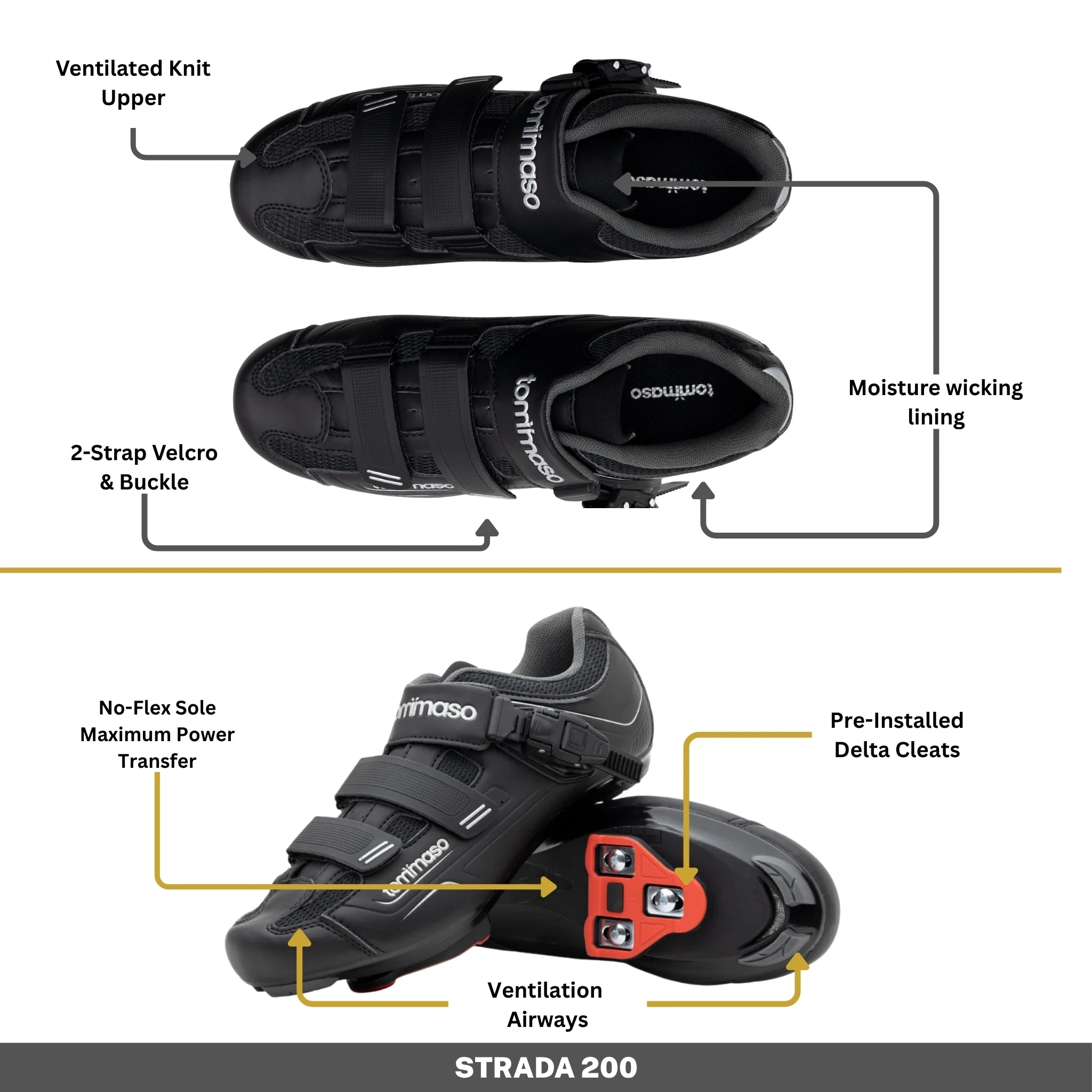 Strada 200 - Peloton Cycling Shoes - Delta Cleats Included
