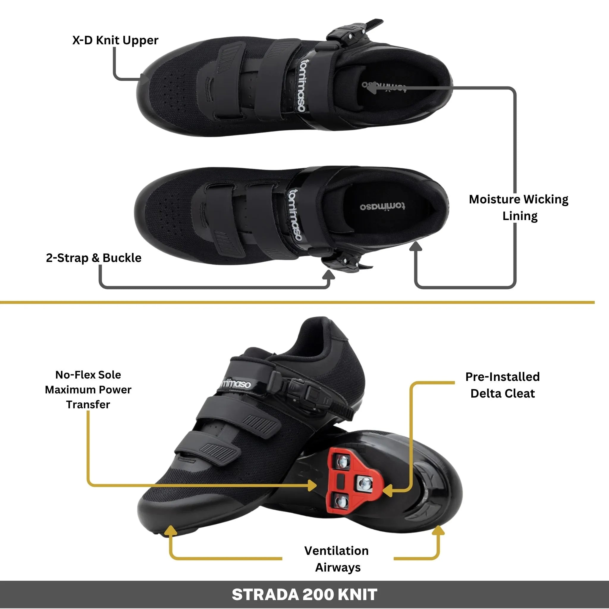 Strada 200 Knit - Peloton Cycling Shoes - Delta Cleats Included