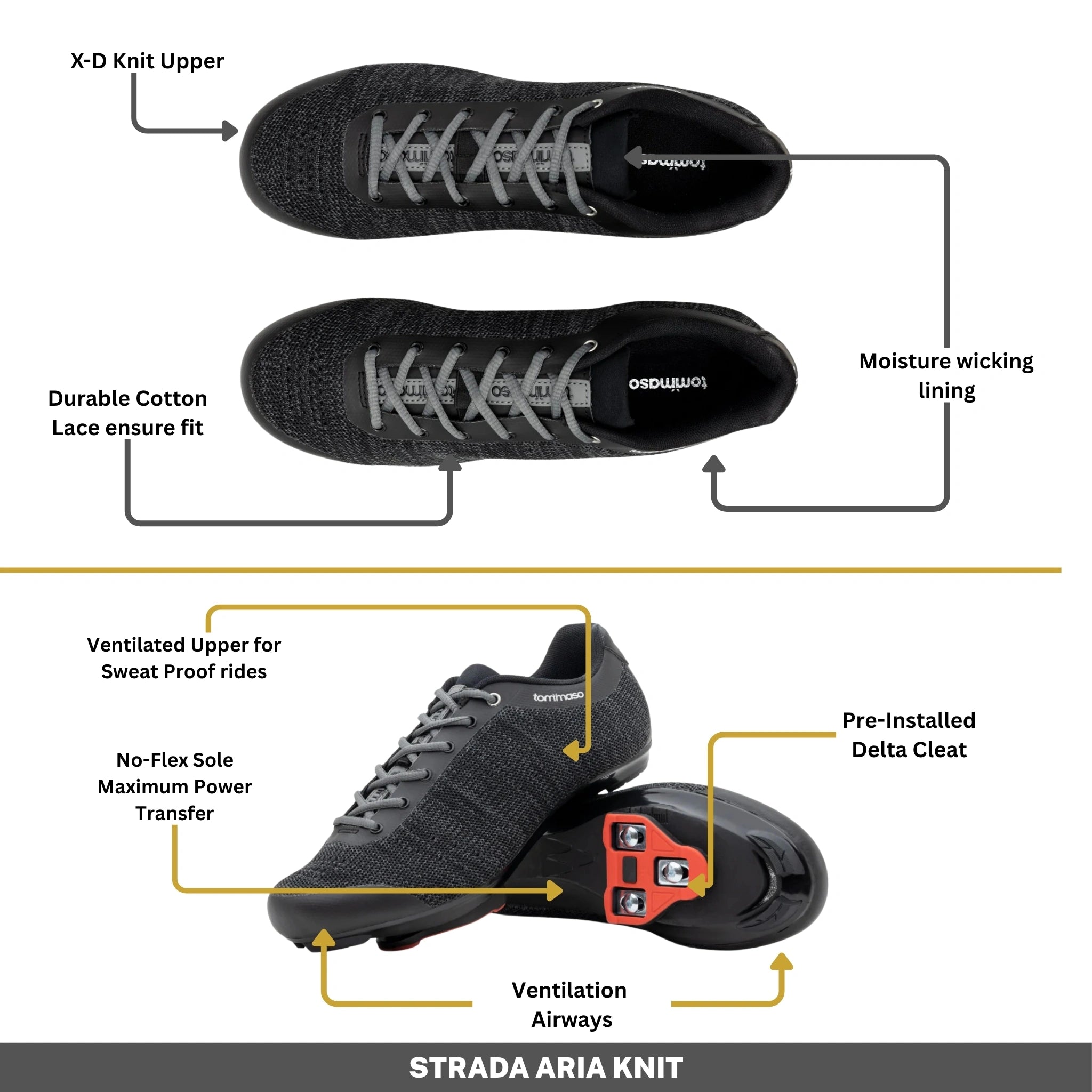 Strada Aria - Peloton Cycling Shoes - Delta Cleats Included