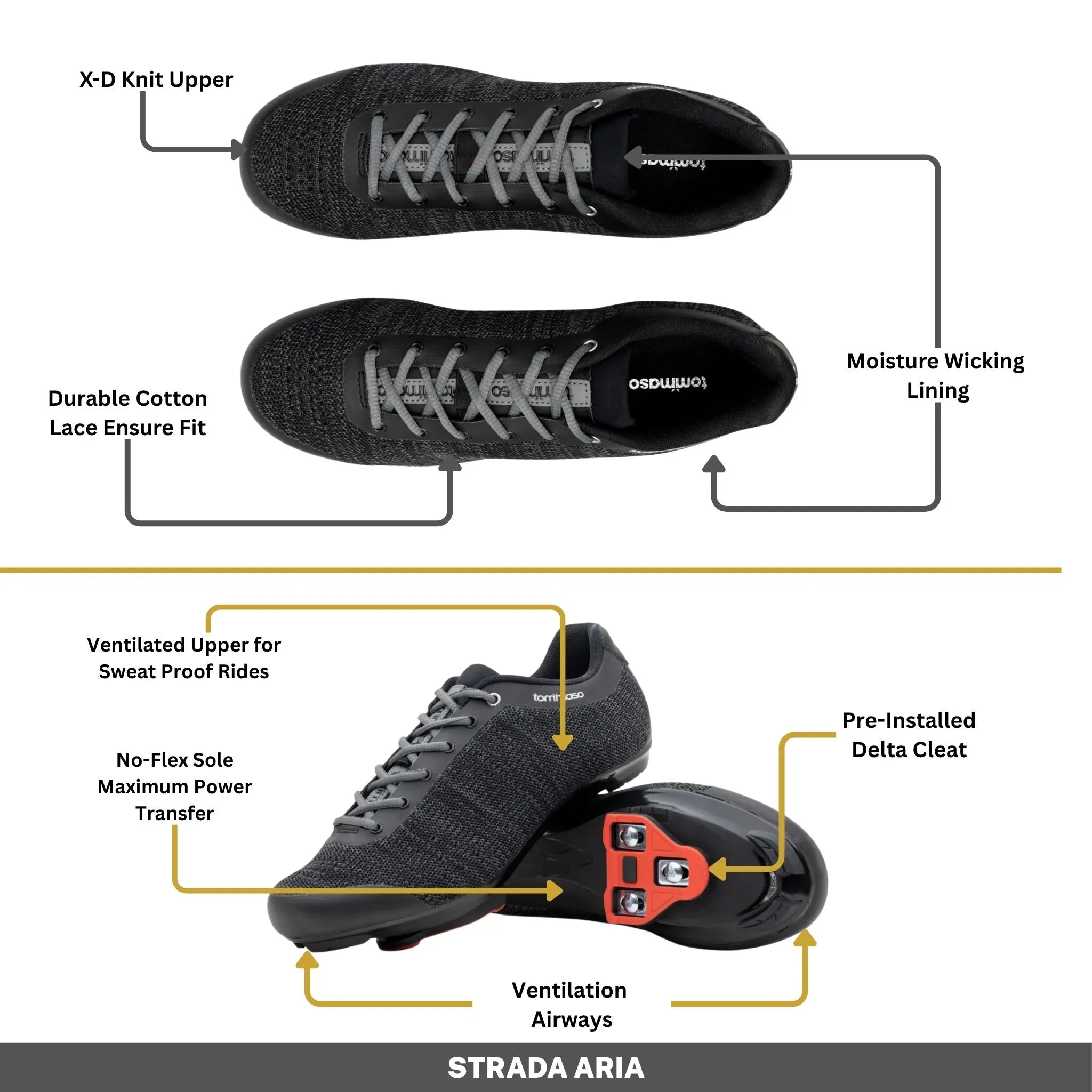 Strada Aria - Peloton Cycling Shoes - Delta Cleats Included