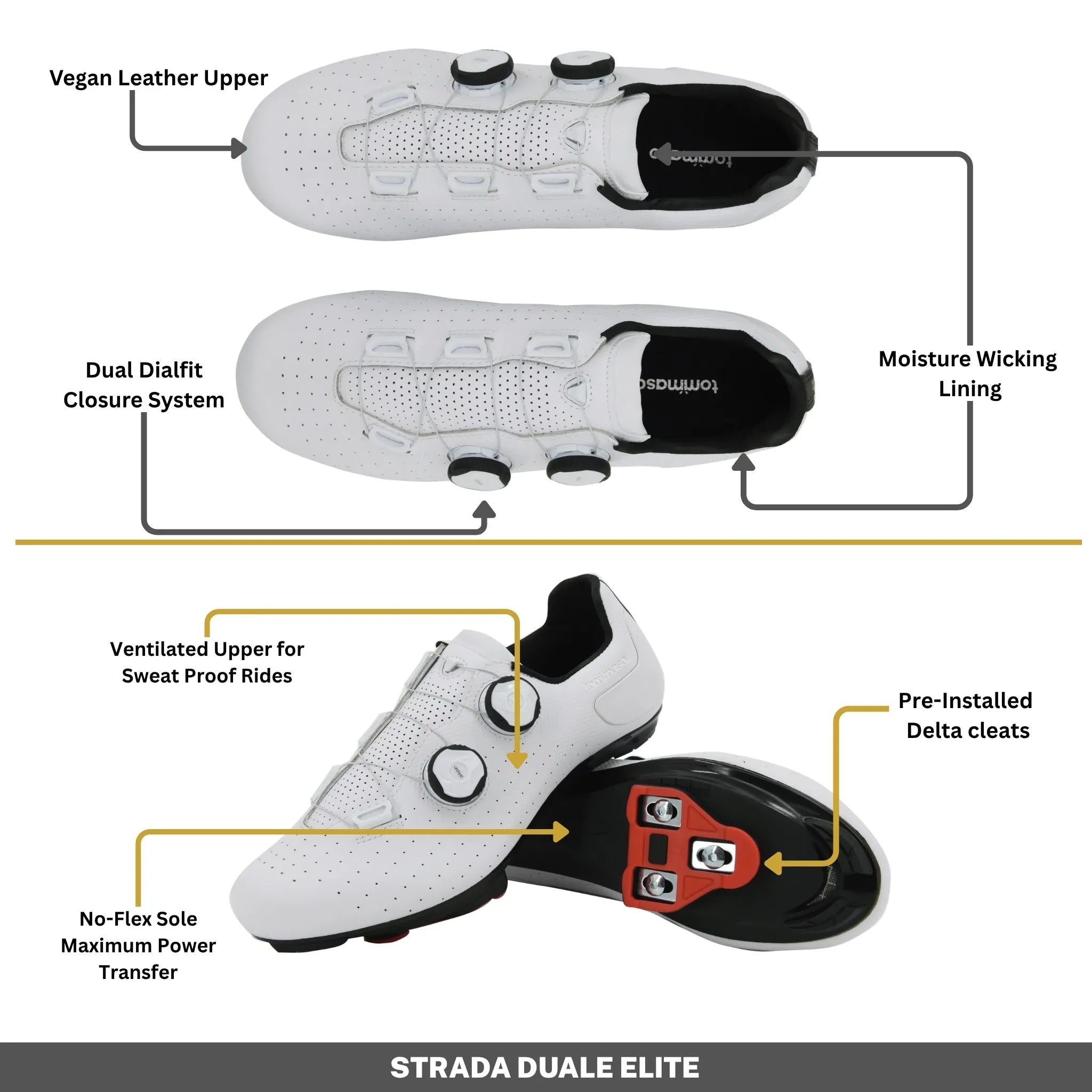Strada Elite Duale - Peloton Cycling Shoes - Delta Cleats Included
