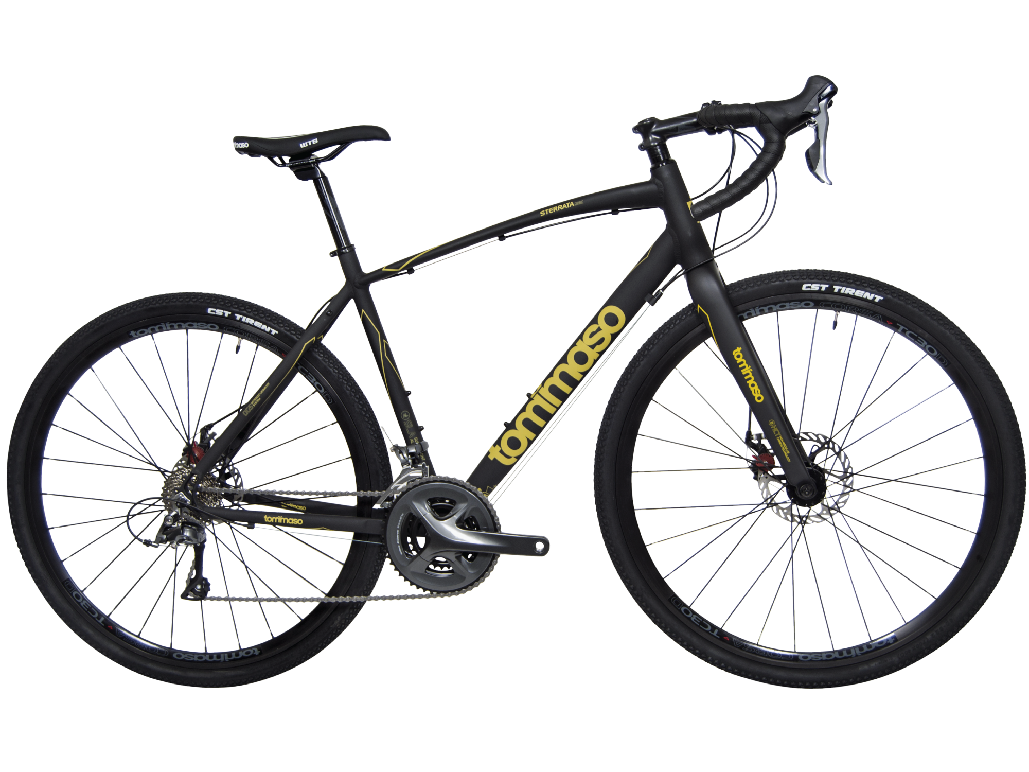 gravel adventure bike Tommaso Sterrata Gravel Bike, Shimano Claris R2000 Adventure Bike with Disc Brakes, Extra Wide Tires, And Carbon Fork Perfect For Road Or Dirt Trail