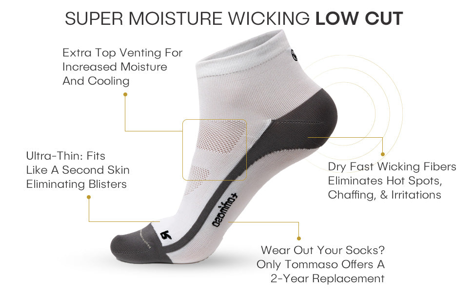 Tommaso Super Moisture Wicking Socks (3 Pair Pack) - White