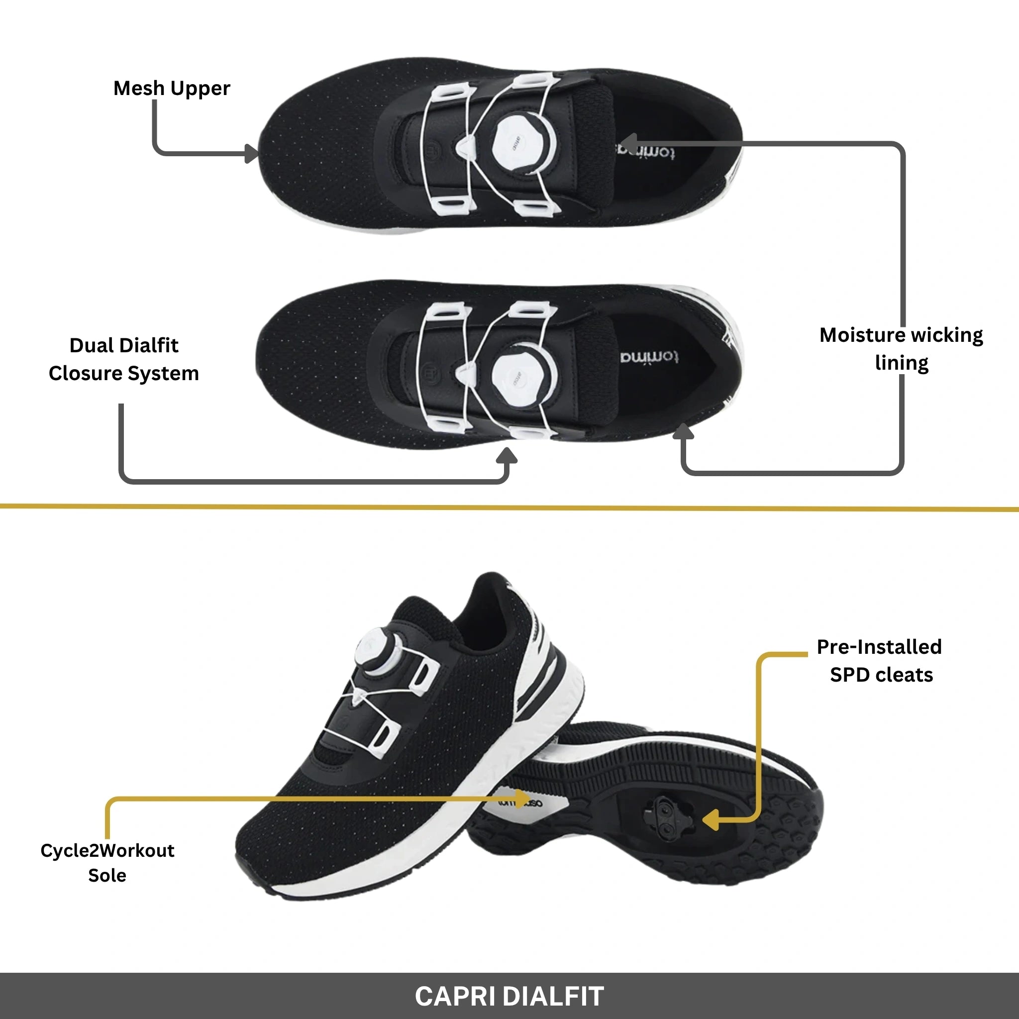 Capri DialFit  - Indoor Cycling - SPD Cleats Included