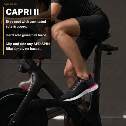 Capri II Black - Indoor Cycling - SPD Cleats Included