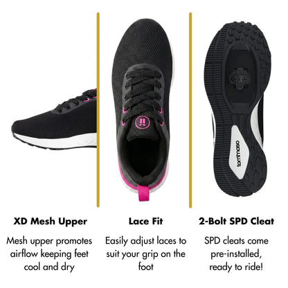 Capri II Black - Indoor Cycling - SPD Cleats Included