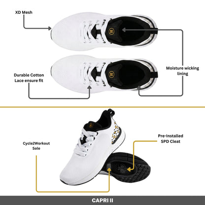 Capri II White - Indoor Cycling - SPD Cleats Included