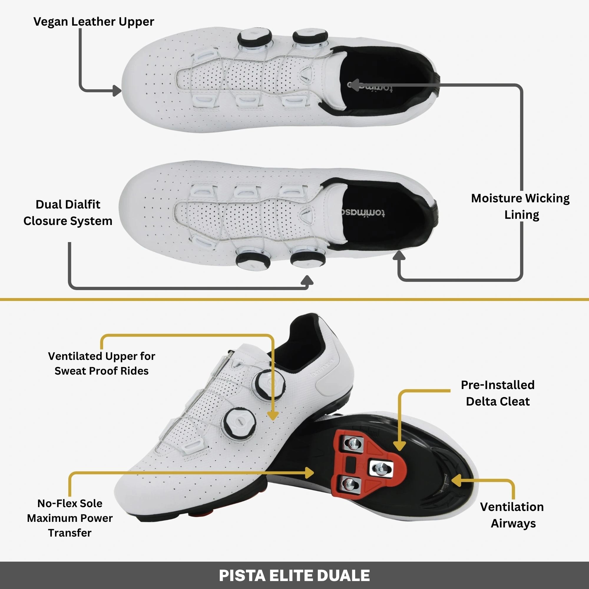 Pista Elite Duale - Peloton Cycling Shoes - Delta Cleats Included