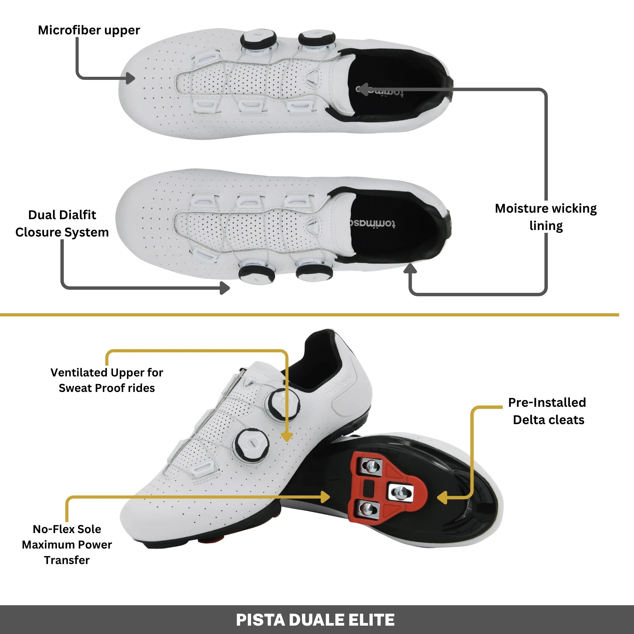 Pista Elite Duale - Peloton Cycling Shoes - Delta Cleats Included