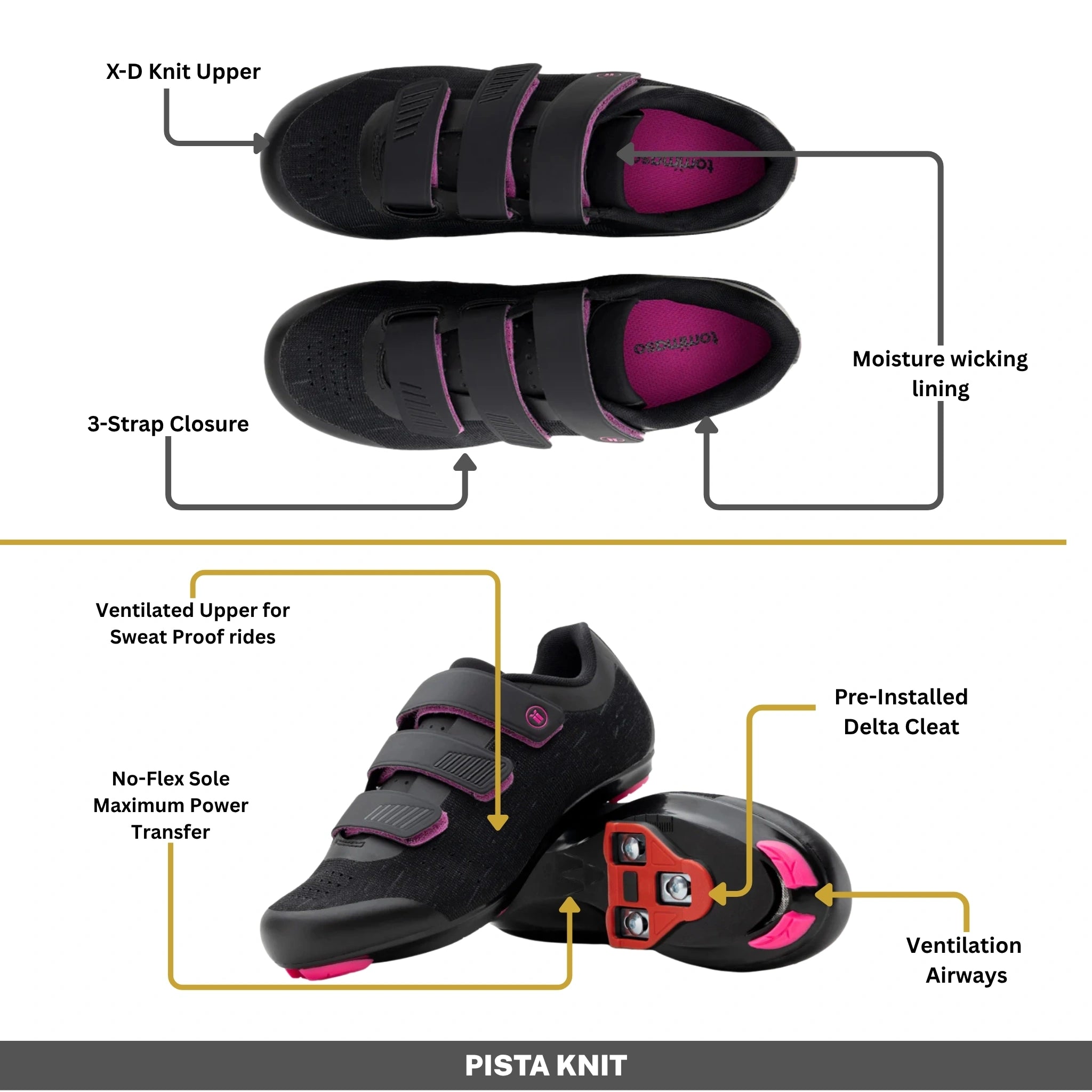 Pista Knit - Peloton Cycling Shoes - Delta Cleats Included
