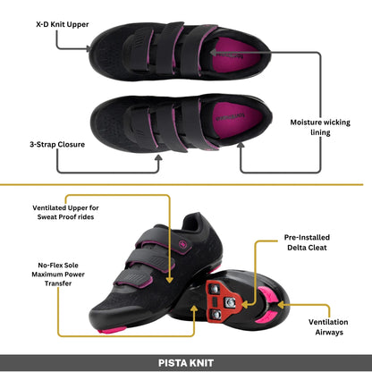 Pista Knit - Peloton Cycling Shoes - Delta Cleats Included