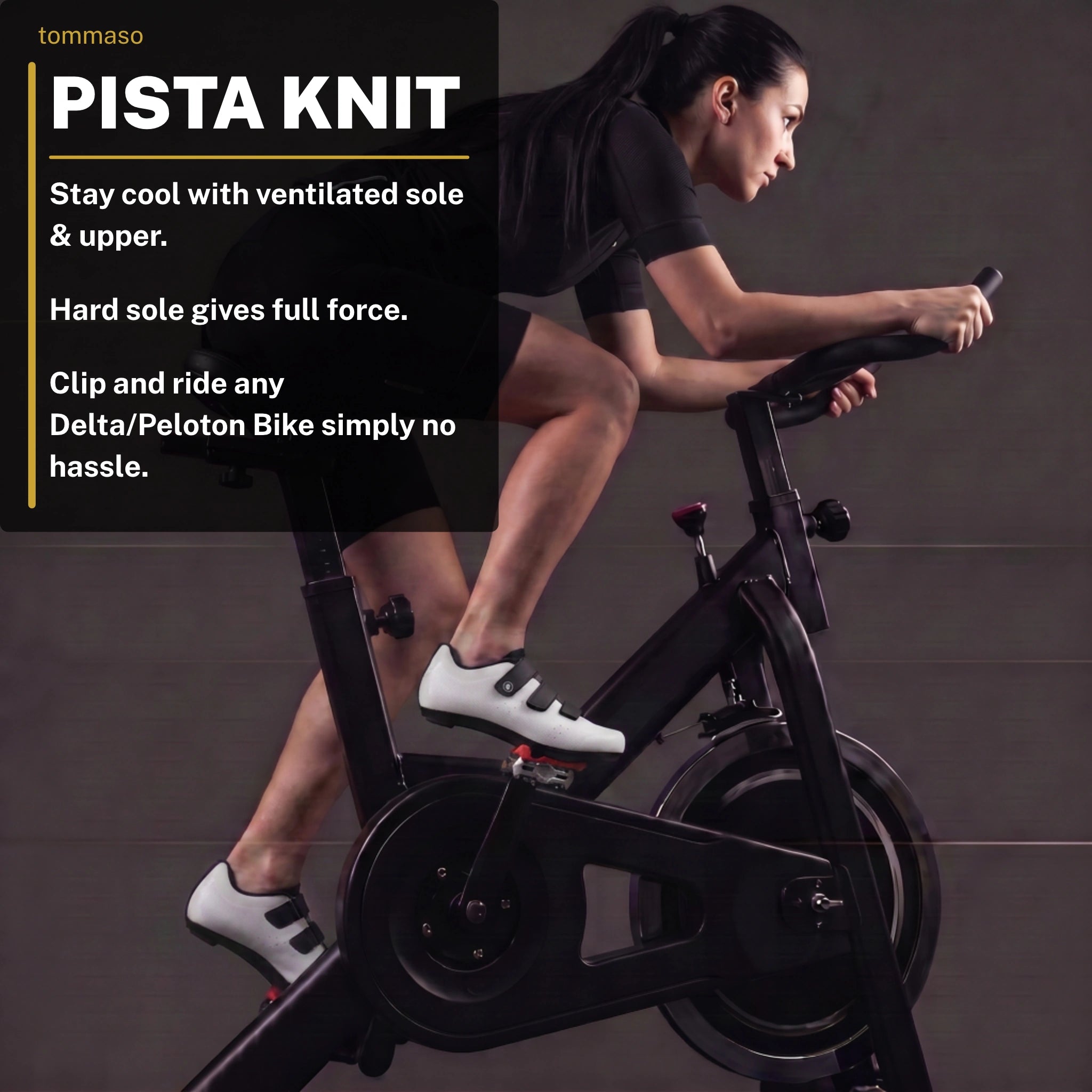 Women's Pista Knit White - Peloton Cycling Shoes - Delta Cleats