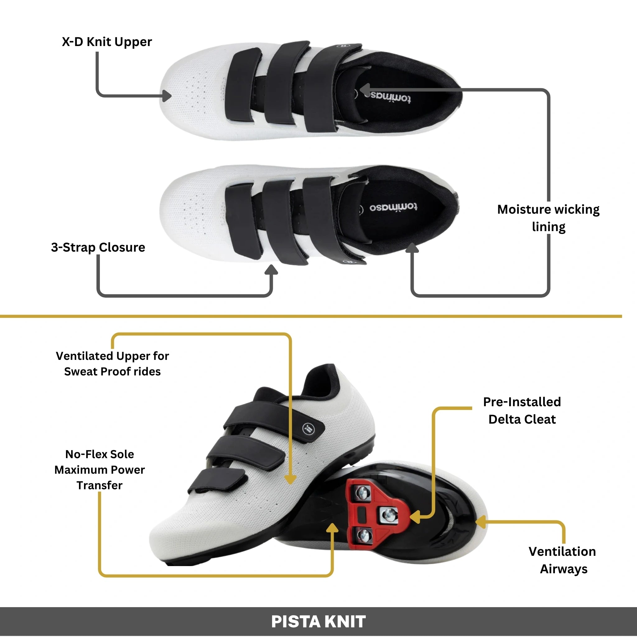 Pista Knit - Peloton Cycling Shoes - Delta Cleats Included