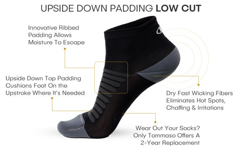 Tommaso Upside Down Padding Socks - black